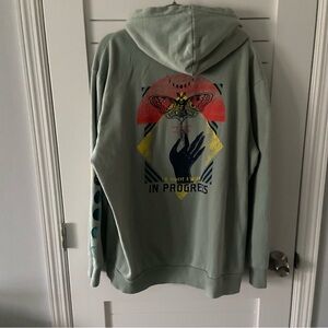 No Boundaries Work in Progress Teal Hooded Sweatshirt Size XL